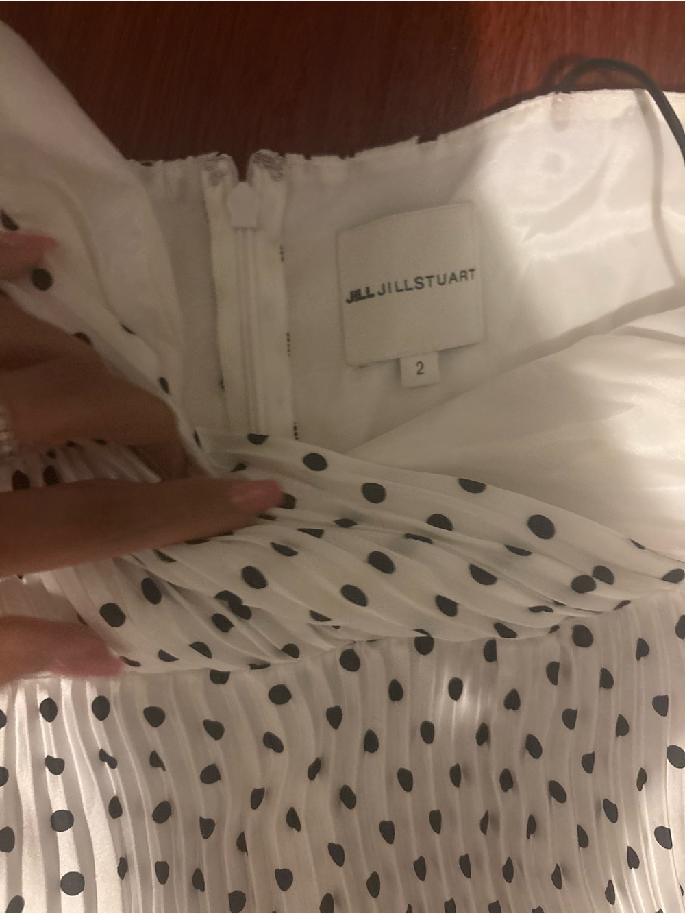Jill Stuart White Strapless Polka Dot Midi Dress